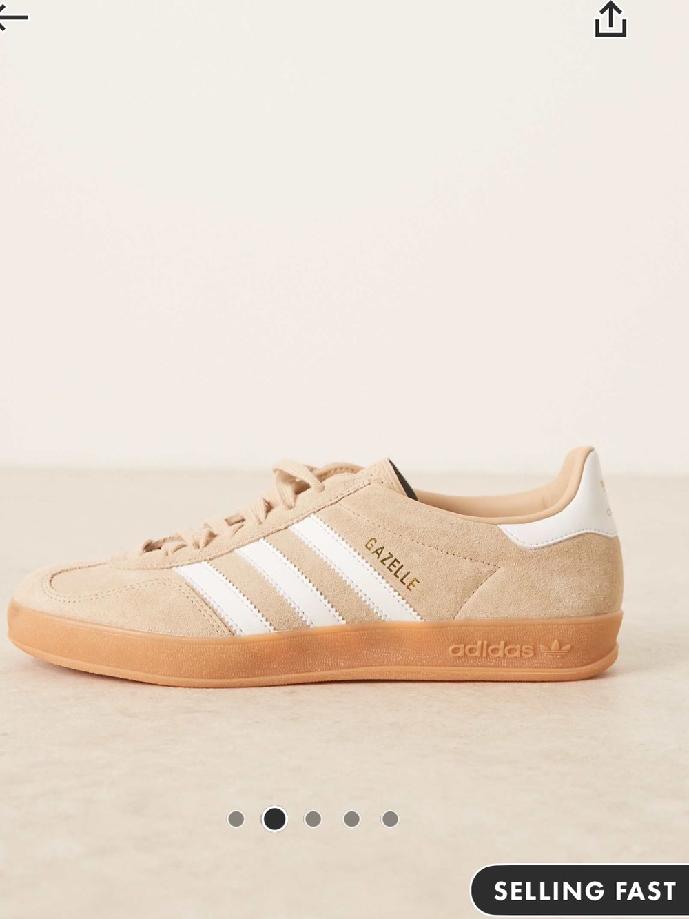 adidas Camel Suede Gazelle Sneakers with White Stripes